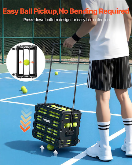 Vevor Tennis Pickleball Ball Collection Basket Wheels Capacity 80 Balls Wqsnljsltg80ylubk001v0