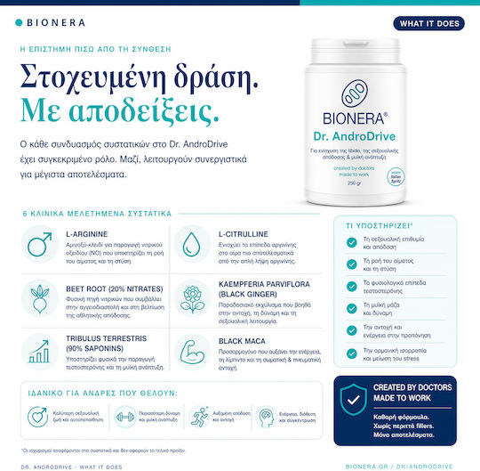 Bionera Dr. AndroDrive Black Ginger Συμπλήρωμα για Λίμπιντο & Ενίσχυση της Τεστοστερόνης 250gr