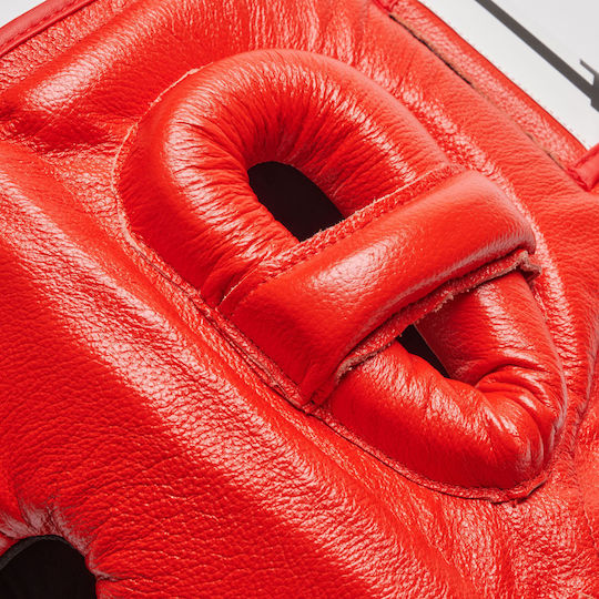 Leone Boxing Helmet Adult Full Face Leather Red