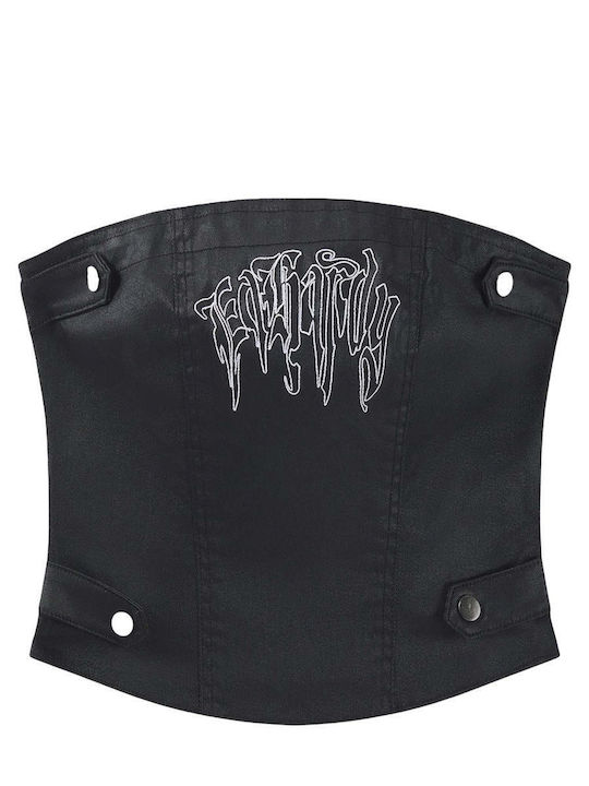 Women's Corset Strapless Black Blouse