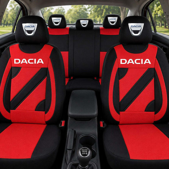 Комплект Универсални Черни Червени Персонализирани Калъфи За Седалки Dacia