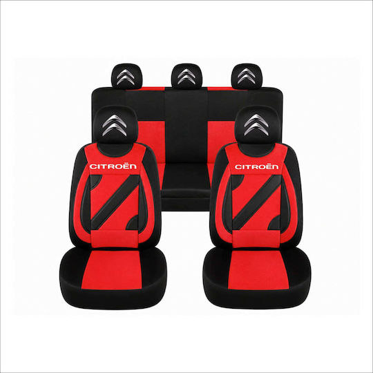 Set Universal Huse Scaune Auto Nero Roșii Personalizate Citroen