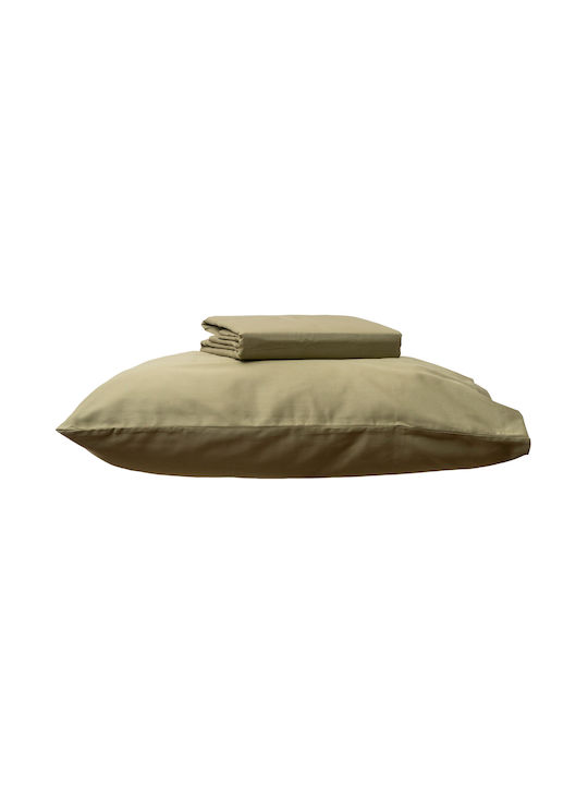 Anna Riska Σεντόνι Μονό με Λάστιχο 100x200+25εκ. Khaki Green
