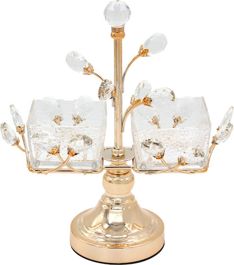 Keskor Metallische Dessert Turm Ständer & Tabletts Gold Ø25cm P15xM30cm