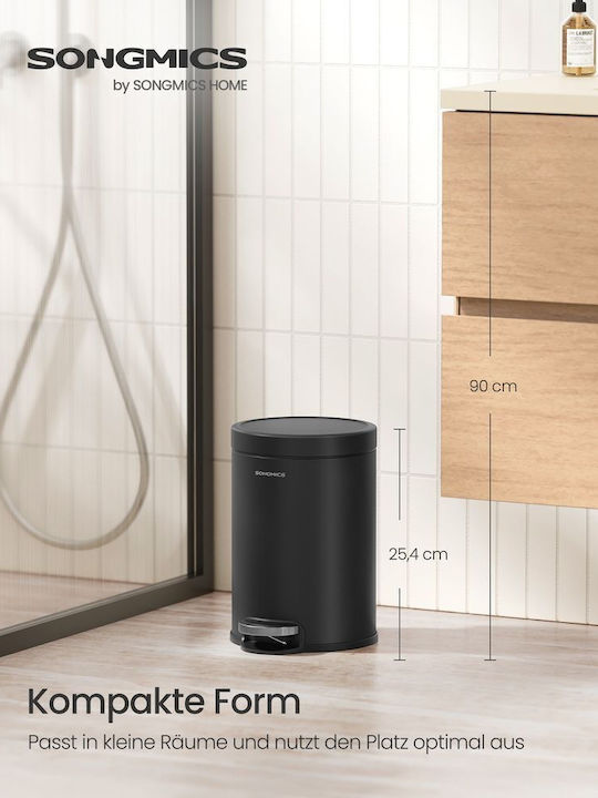 Songmics Inox Bathroom Bin 3l Black
