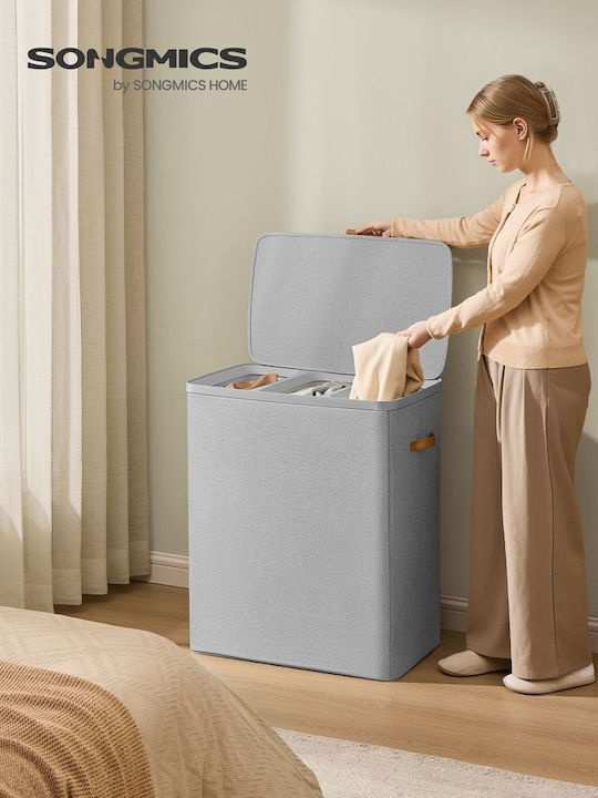 Songmics Laundry Basket Fabric 200l with Lid 64x40x75cm Gray