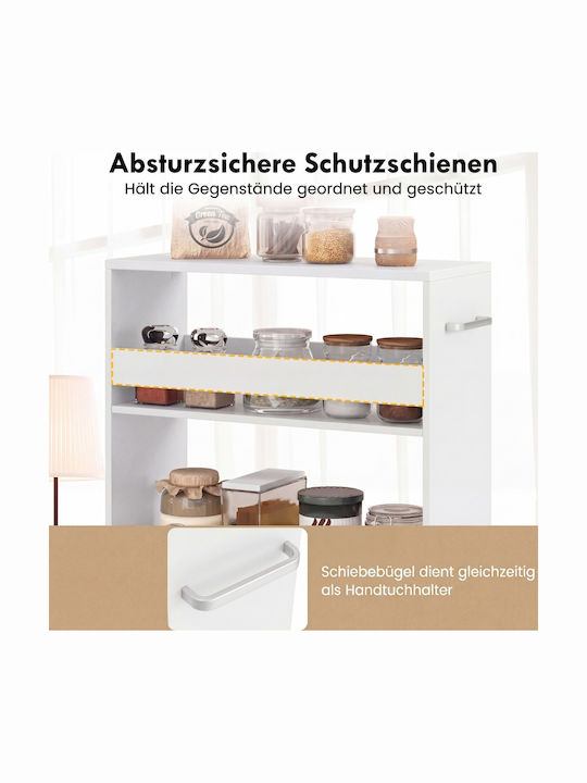 Costway Wooden Kitchen Trolley 4 Tiers White 47.5x20x80.5cm