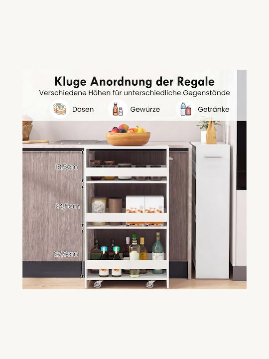 Costway Wooden Kitchen Trolley 4 Tiers White 47.5x20x80.5cm