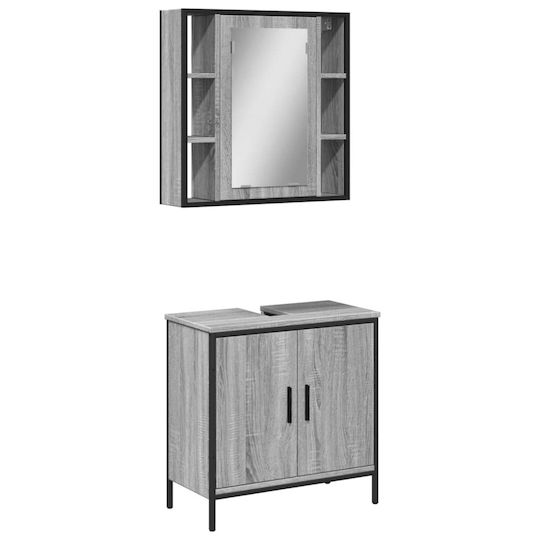 vidaXL Πάγκος χωρίς Νιπτήρα με Καθρέπτη Μ60xΒ16xΥ60cm Γκρι vidaXL Πάγκος χωρίς Νιπτήρα με Καθρέπτη Μ60xΒ16xΥ60cm Γκρι