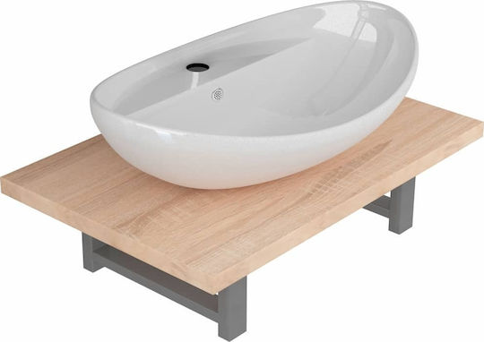 vidaXL Waschtisch mit Waschbecken L60xB40xH16.3cm Eiche