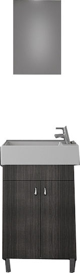 Drop Sky 50 Waschtisch mit Waschbecken & Spiegel Melamin L49xB25xH70cm Carbon Grey