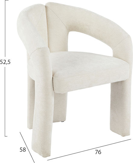 Armchair Dining Chairs with Fabric Upholstery Ecru 2pcs 64x50x76cm