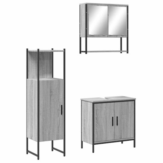 vidaXL Πάγκος με Νιπτήρα & Καθρέπτη Μ60xΒ16xΥ60cm Γκρι
