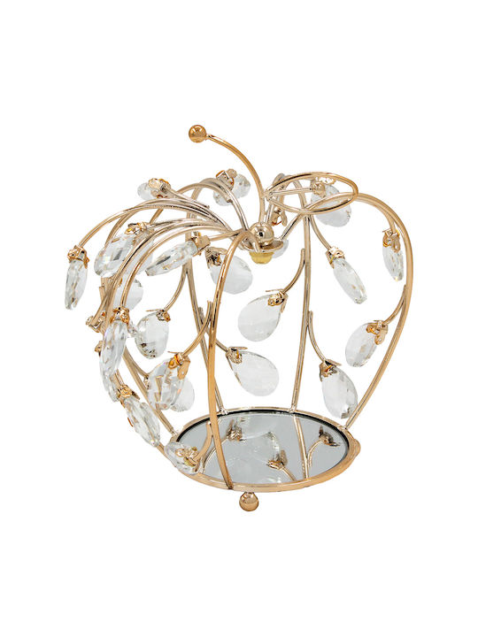 Decorative Metallic Apple 21x16x21 Cm Gold Crystals Mirror Keskor 43317-2