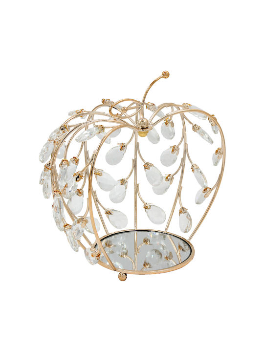 Decorative Metallic Apple 26x20x26 Cm Gold Crystals Mirror Keskor 43317-1