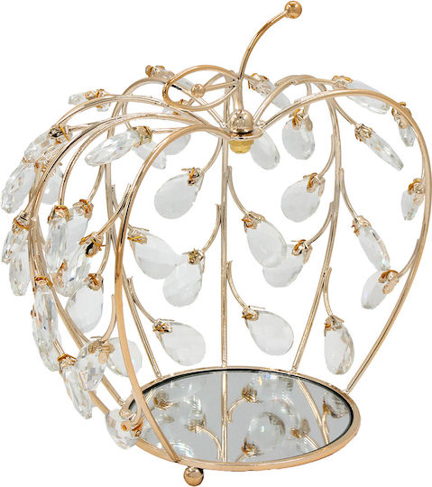 Decorative Metallic Apple 26x20x26 Cm Gold Crystals Mirror Keskor 43317-1
