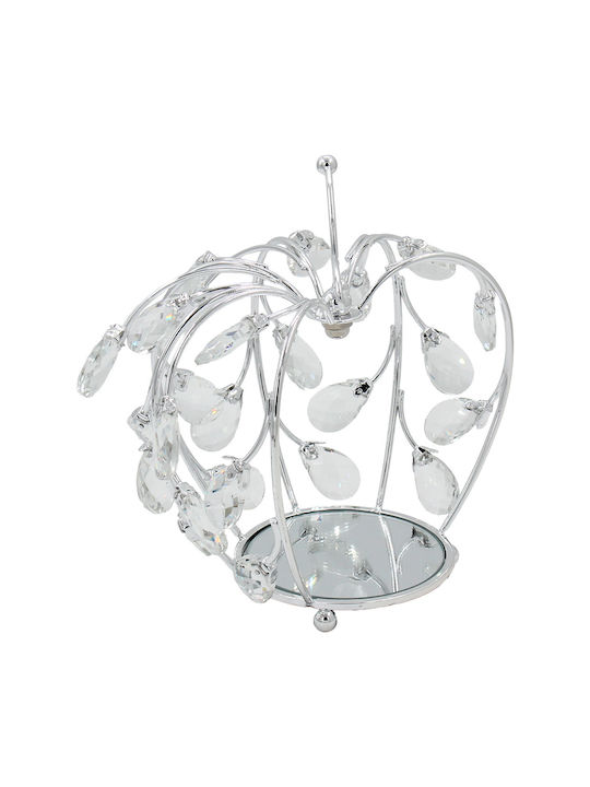 Decorative Metallic Apple 21x16x21 Cm Silver Crystals Mirror Keskor 43318-2