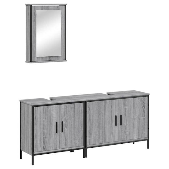vidaXL Πάγκος με Νιπτήρα & Καθρέπτη Μ42xΒ12xΥ60cm Γκρι