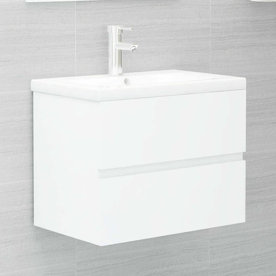 vidaXL Шкаф със Мивка Д60xШ38.5xВ45см Бял vidaXL Шкаф със Мивка Д60xШ38.5xВ45см Бял
