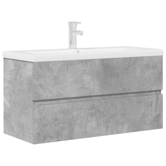 vidaXL Πάγκος με Νιπτήρα Μ90xΒ45xΥ38.5cm Γκρι Σκυροδέματος