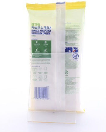 Dettol Power & Fresh Μαντηλάκια Καθαρισμού Γενικής Χρήσης με Απολυμαντική Δράση Λεμόνι & Λάιμ 30 τμχ