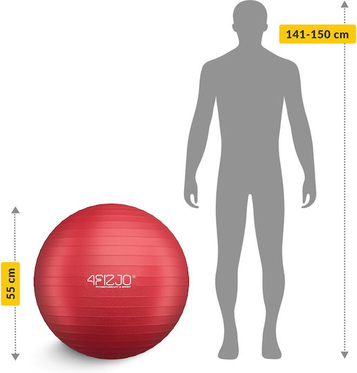 4FIZJO 4Fit Μπάλα Pilates 55cm σε Κόκκινο Χρώμα