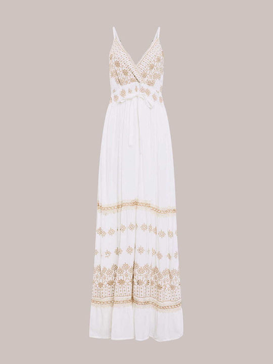 Celestino Women's Dress Embroidered Textured Fabric White