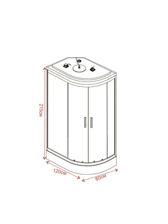 Interceramic Icsh 8115l Кабинет Хидромасаж Хром Овал 120х80х215см