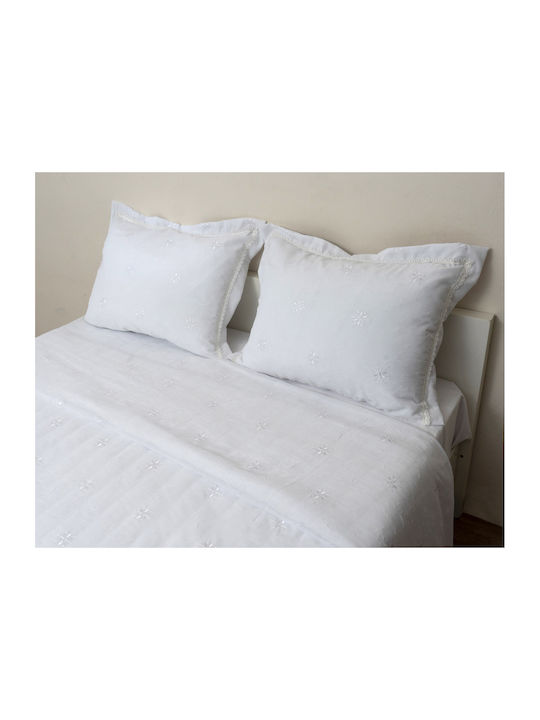 Viopros Σετ Κουβερλί Υπέρδιπλο Microfiber Λευκό 240x250cm 3τμχ
