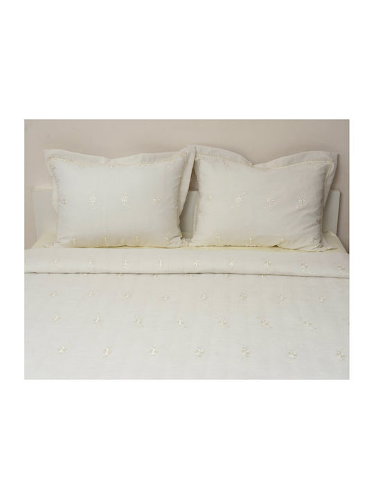 Viopros Viopros Coverlet Set Ecru Microfiber 240x250cm 3 Pieces