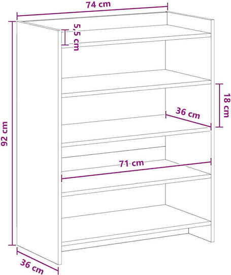 Дървена Поставка За Обувки 73.5x36x92см