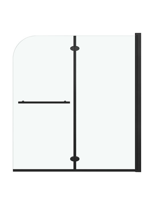 vidaXL Duschwand Badewanne mit Zusammenklappbar Tür 120x140cm Schwarz