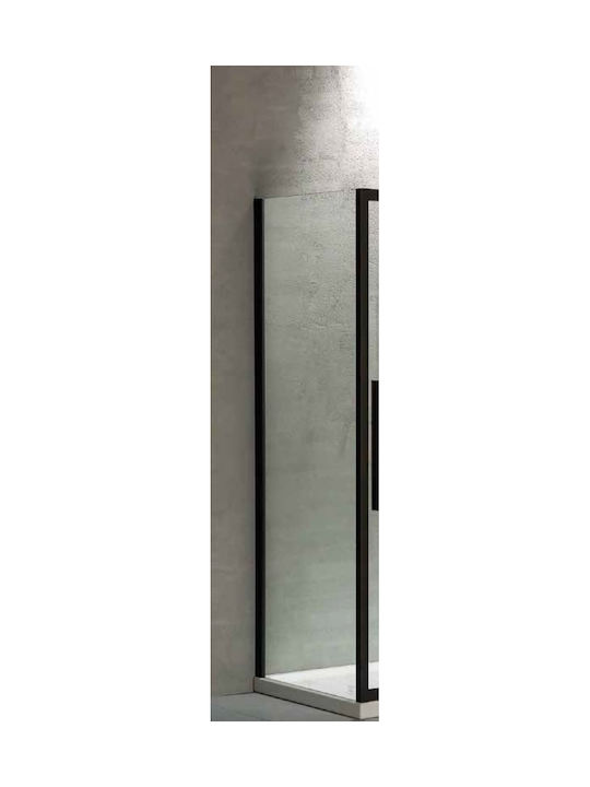 Devon Flow Slider Feste Seite für Dusche 87-89x195cm Sauberes Glas Schwarz Matt