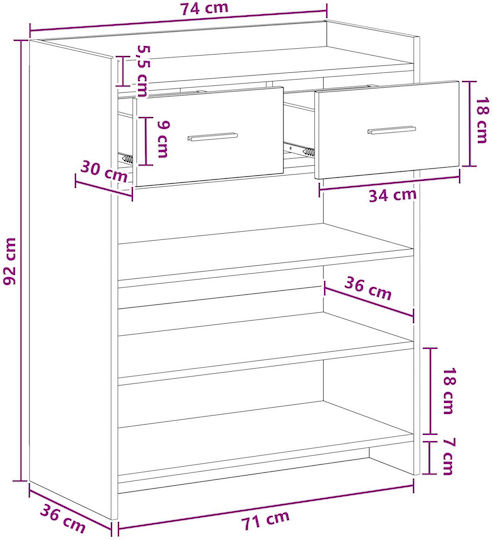 vidaXL Schuhorganisatoren aus Spanplatte 73.5x36x92cm