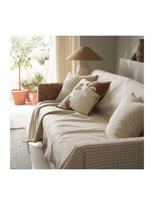 Gofis Home Elysia Ριχτάρι Πολυθρόνας 180x180εκ. Silver Hemp Beige