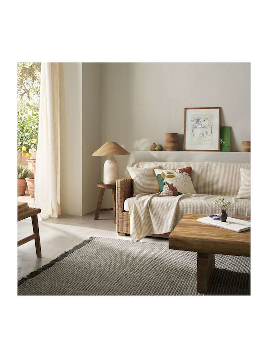 Gofis Home Elysia Sofa Throw 2 Seater 180x250cm Silver Hemp Beige
