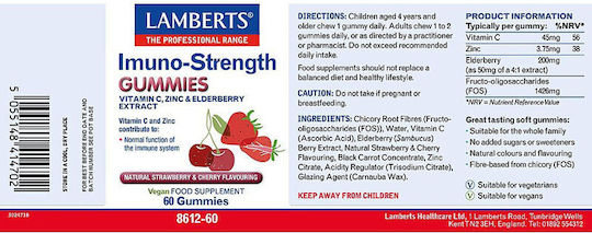 Lamberts Imuno-Strength Vitamin for Immune Support Skin & Antioxidant Action Cherry Strawberry 60 Gummies