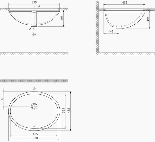 Cerastyle Επικαθήμενος Νιπτήρας Πορσελάνης 48x39cm Λευκό