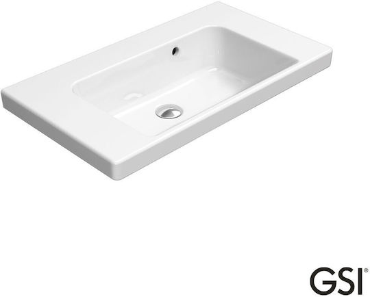 GSI Norm An der Wand montiert Wandhängendes / Aufgesetztes Waschbecken Porzellan 70x40cm White