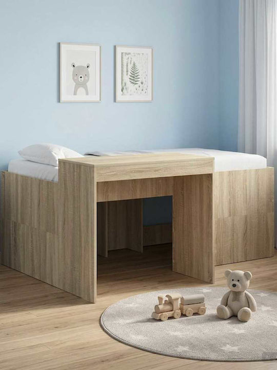 Kinderbett Hochbett Einzeln mit Schreibtisch Beige