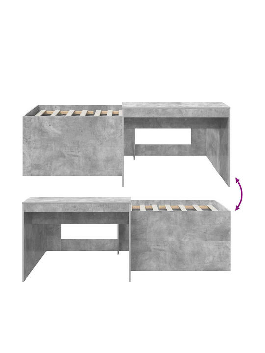 Kinderbett Hochbett Einzel mit Schreibtisch Grau