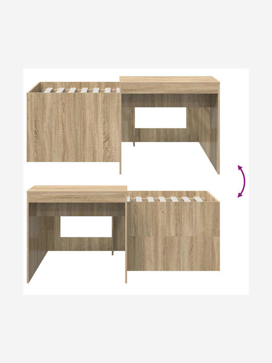 Kinderbett Hochbett Einzeln mit Schreibtisch Beige