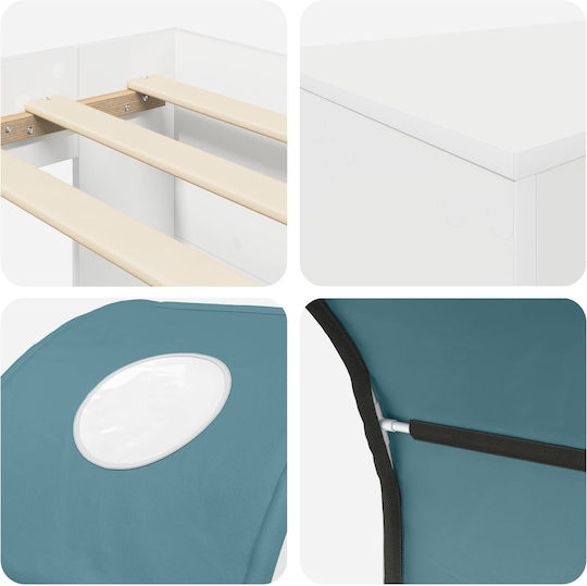 Kids Single Bed with Desk Light Blue