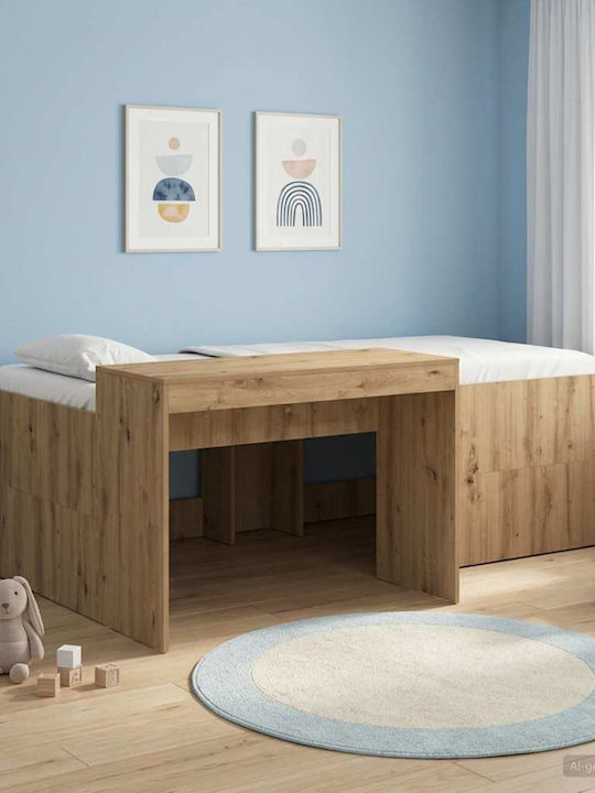 Kinderbett Hochbett Einzel mit Schreibtisch Braun