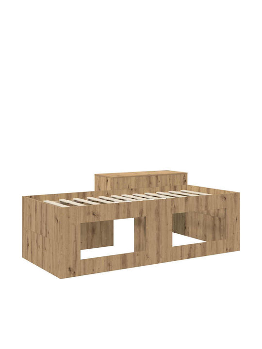 Kinderbett Hochbett Einzel mit Schreibtisch Braun