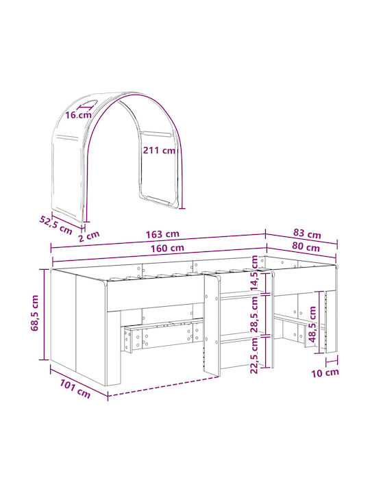 Pat Pentru Copii Tip Single Alb Loft Bed