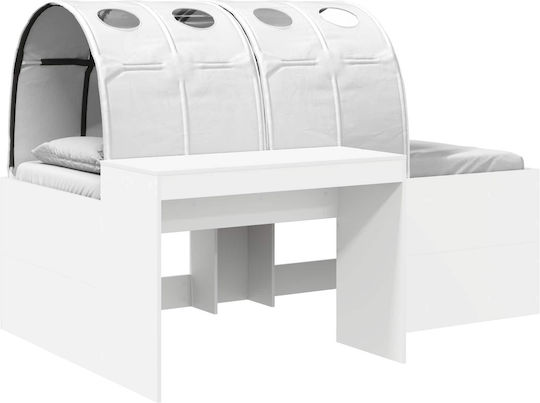 Kids Bed Loft Single with Desk White