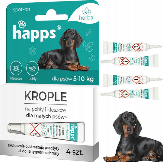 Happs Herbal Drops Fleas Ticks Small Dogs Up To 10kg 4pcs