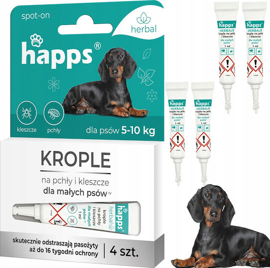 Happs Herbal Drops Fleas Ticks Small Dogs Up To 10kg 4pcs