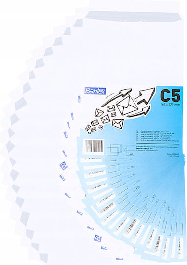 C5 White Envelope Hk 162x229mm Bantex 25 Pcs
